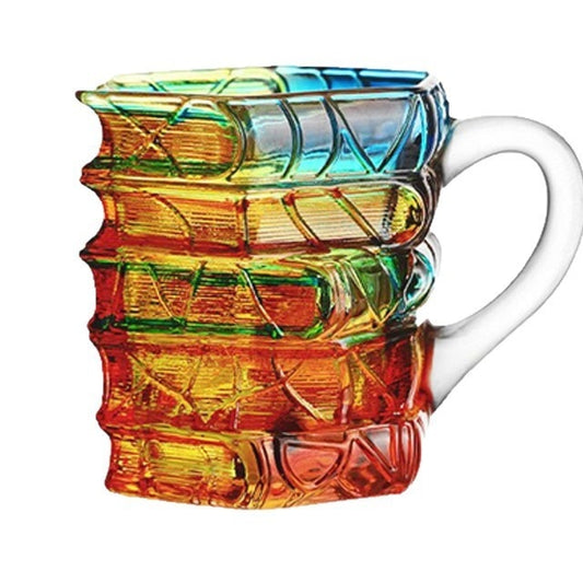 Painted Borosilicate Glass Mug With A Handle Shaped Like A Book